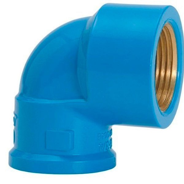 Joelho 90° Soldável Com Bucha De Latão 25mmx1/2" 11679 Azul Amanco