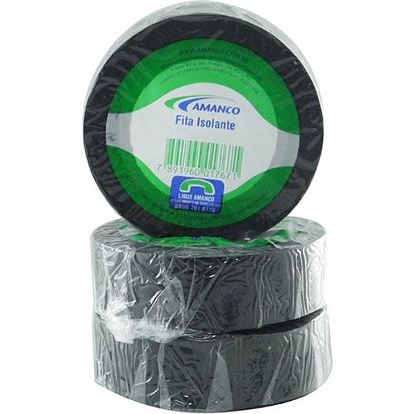Fita Isolante 19 Mm X 10 M 90124 Preta Amanco