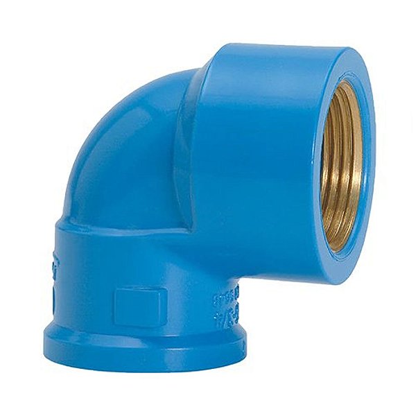 Joelho Pvc 90° Soldável Bucha Latão 20 Mm X 1/2" 11678 Azul Amanco
