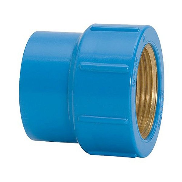 Luva Pvc Soldável Bucha Latão 25 Mm X 1/2" 11751 Azul Amanco
