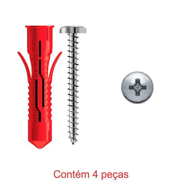 Bucha Mx 10mm + Parafuso Auto Atarraxante Panela Fenda Philips 6,3x60mm 4 Peças Sforplast