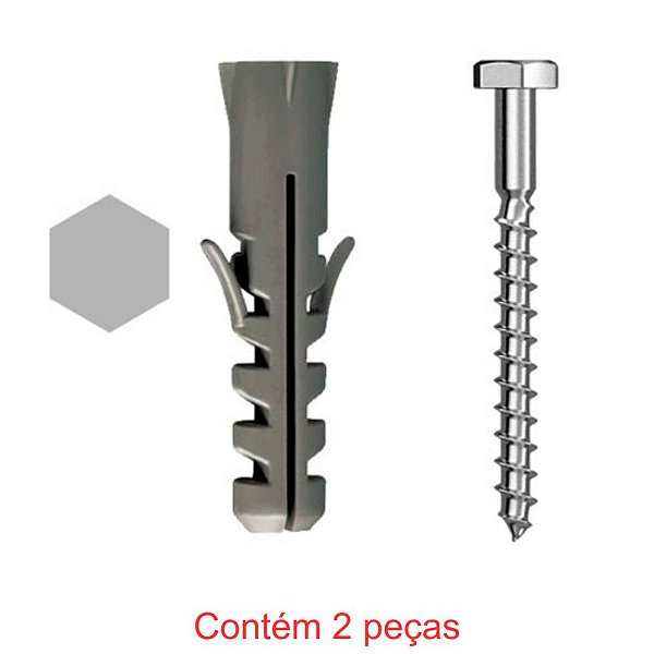 Parafuso Cabeça Sextavada Rosca Soberba 5/16x65" + Bucha Plástica Com Aba 12mm 2 Peças Sforplast