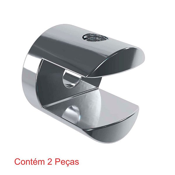 Suporte Prateleira De Vidro Curto 8 Mm + Paraf Mad. 3,8x40 + Bucha 6 Mm - 2 Pc