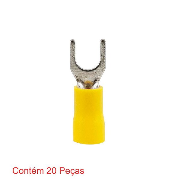 Terminal Forquilha Pré-isolado Para Fios E Cabos De  4,0 À 6,0mm² Amarelo 20 Peças Sforplast