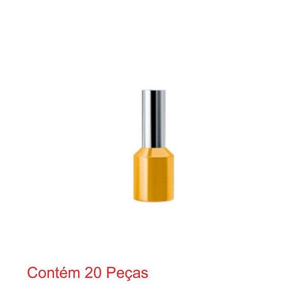 Terminal Pré-isolado Tubolar Simples Para Fios E Cabos De  25mm² Amarelo 20 Peças Sforplast