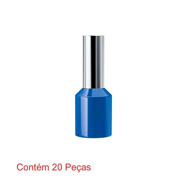 Terminal Pré-isolado Tubolar Simples Para Fios E Cabos De  16mm² Azul 20 Peças Sforplast