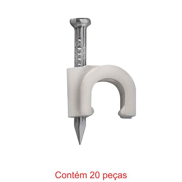 Fixa Fio Coaxial 4mm + Prego 1,8x25mm Branco 20 Peças Sforplast
