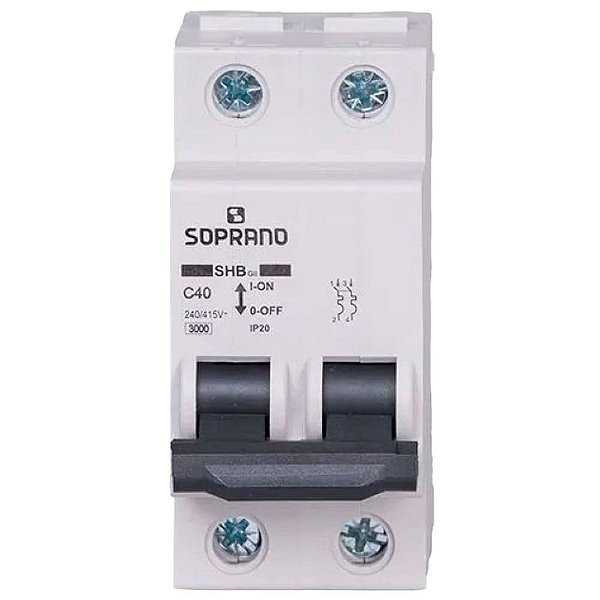 Disjuntor Bipolar 40a Curva C 3ka Shb2 Gii-c040a Soprano