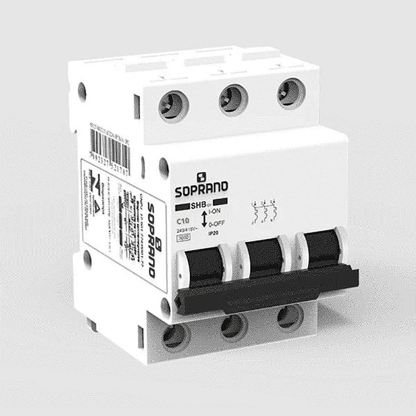 Disjuntor Tripolar 10a Curva C 3ka Shb3 Gii-c010a Soprano