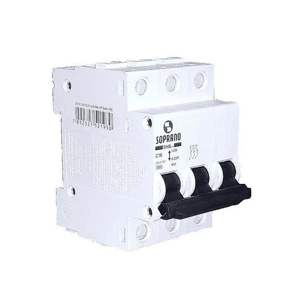 Disjuntor Tripolar 16a Curva C 3ka Shb3 Gii-c016a Soprano