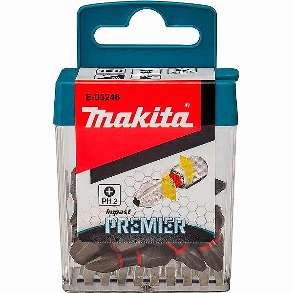Kit Bit De Torção Impact Ph2 25mm E-03246 15 Peças Makita