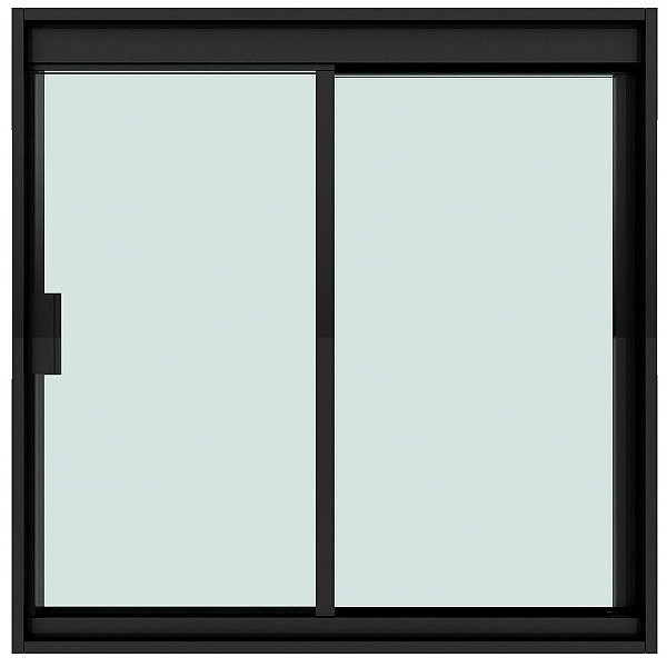 Janela De Correr Para Banheiro 2 Folhas Em Alumínio Vidro 600x400mm Preta Blinglass