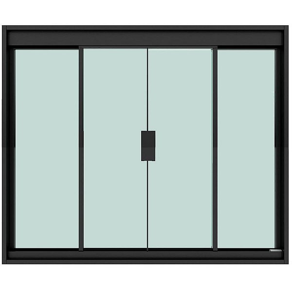 Janela De Correr Em Alumínio Preto Vidro Verde 1200x1000mm 4 Folhas Blinglass