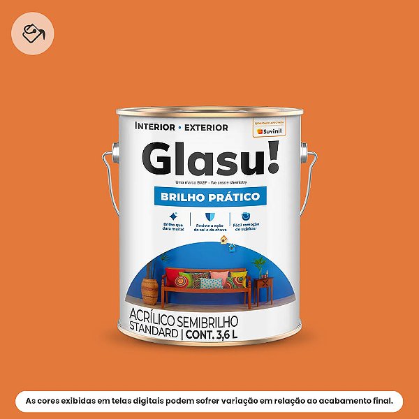 Tinta Acrílica Standard Semibrilho 3,6 L Brilho Prático Cenoura Glasu Suvinil