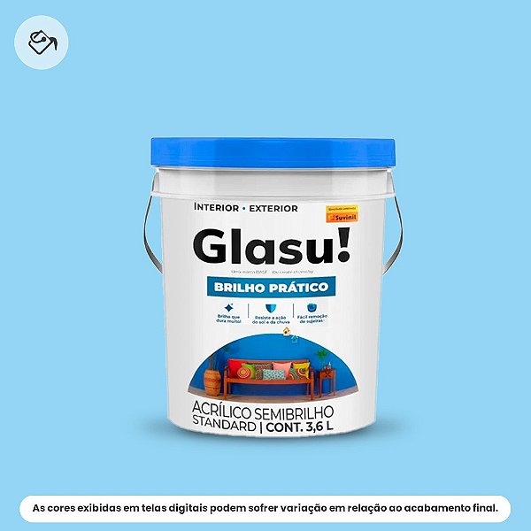 Tinta Acrílica Standard Semibrilho Balde 3,6 L Brilho Prático Céu Claro Glasu Suvinil
