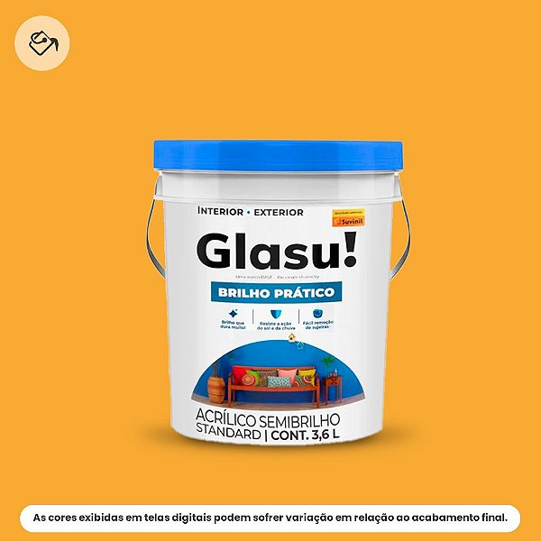 Tinta Acrílica Standard Semibrilho Balde 3,6 L Brilho Prático Amarelo Ouro Glasu Suvinil