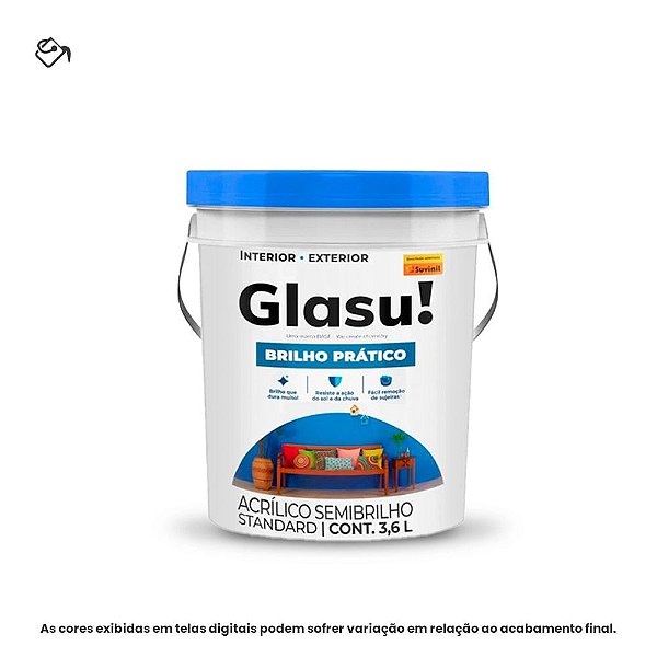 Tinta Acrílica Standard Semibrilho Balde 3,6 L Brilho Prático Branco Neve Glasu Suvinil