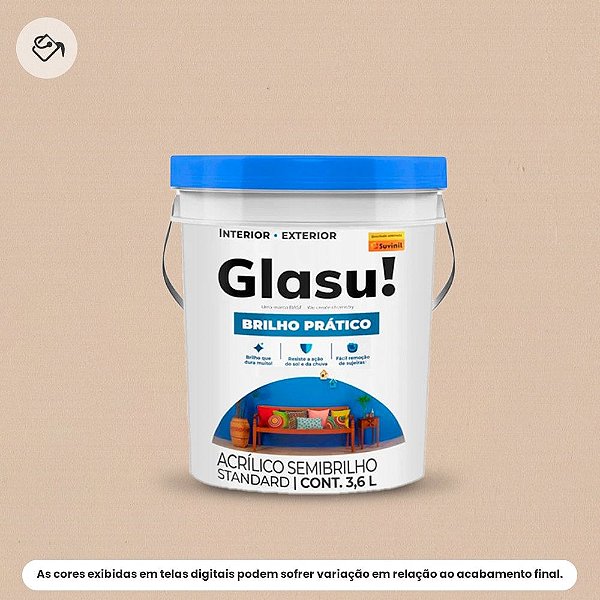 Tinta Acrílica Standard Semibrilho Balde 3,6 L Brilho Prático Areia Glasu Suvinil