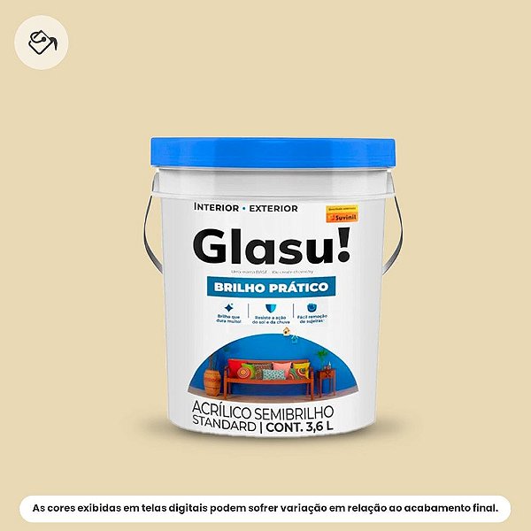 Tinta Acrílica Standard Semibrilho Balde 3,6 L Brilho Prático Marfim Glasu Suvinil
