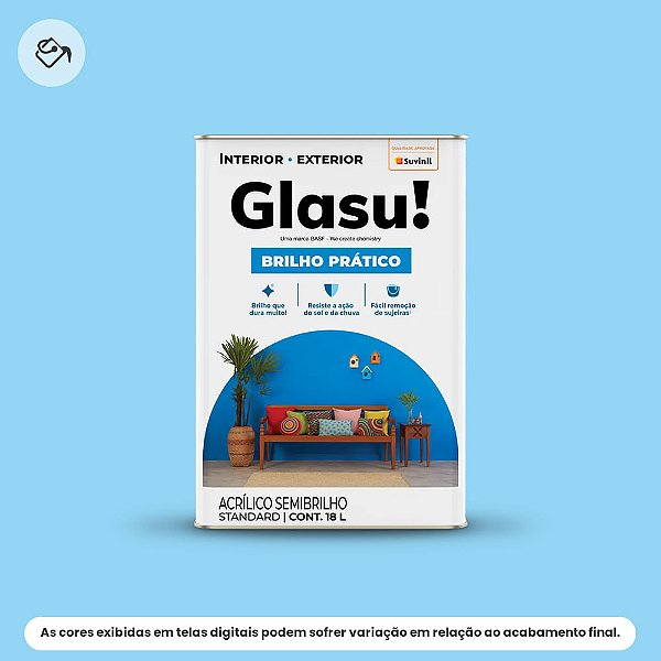 Tinta Acrílica Standard Semibrilho 18 L Brilho Prático Céu Claro Glasu Suvinil