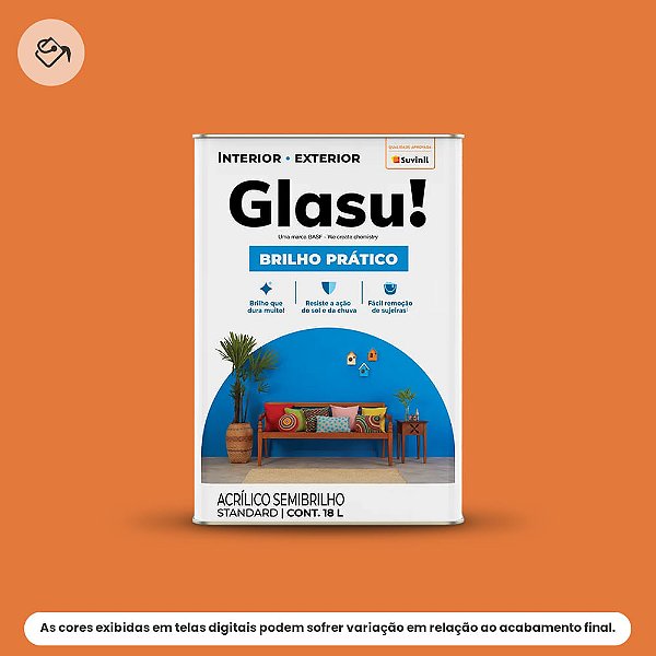 Tinta Acrílica Standard Semibrilho 18 L Brilho Prático Cenoura Glasu Suvinil