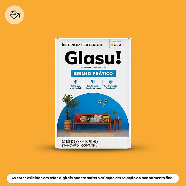 Tinta Acrílica Standard Semibrilho 18 L Brilho Prático Amarelo Ouro Glasu Suvinil