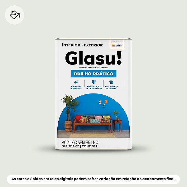 Tinta Acrílica Standard Semibrilho 18 L Brilho Prático Branco Gelo Glasu Suvinil