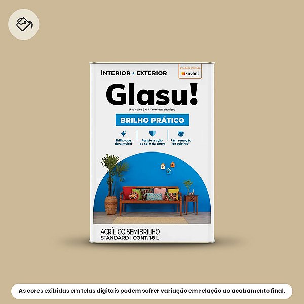 Tinta Acrílica Standard Semibrilho 18 L Brilho Prático Camurça Glasu Suvinil