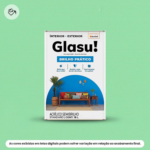 Tinta Acrílica Standard Semibrilho 18 L Brilho Prático Verde Piscina Glasu Suvinil