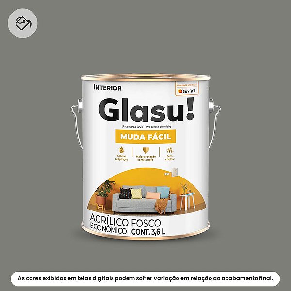 Tinta Acrílica Econômica Fosca 3,6 L Muda Fácil Lâmina Afiada Glasu Suvinil