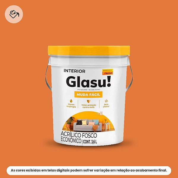 Tinta Acrílica Econômica Fosca Balde 3,6 L Muda Fácil Cenoura Glasu Suvinil