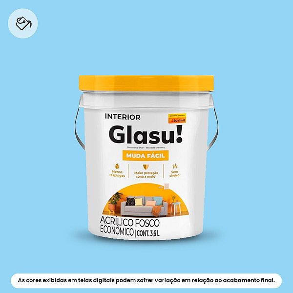 Tinta Acrílica Econômica Fosca Balde 3,6 L Muda Fácil Céu Claro Glasu Suvinil