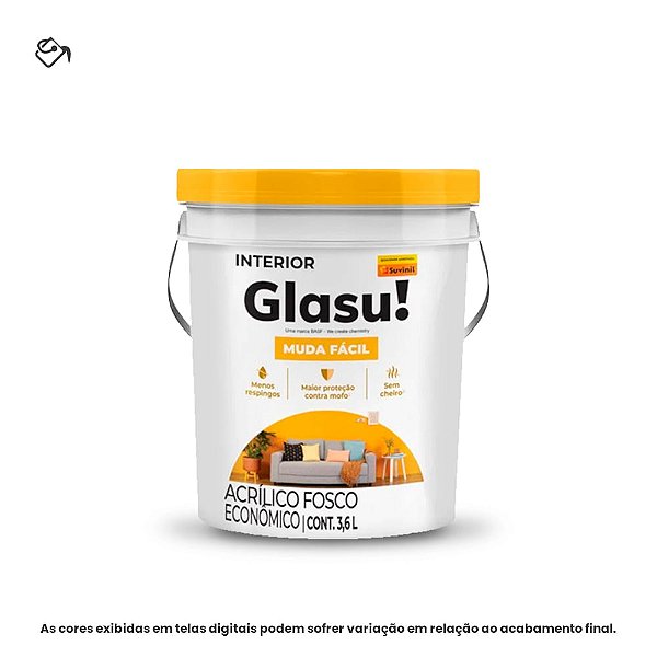 Tinta Acrílica Econômica Fosca Balde 3,6 L Muda Fácil Branco Neve Glasu Suvinil