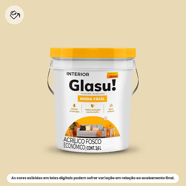 Tinta Acrílica Econômica Fosca Balde 3,6 L Muda Fácil Marfim Glasu Suvinil
