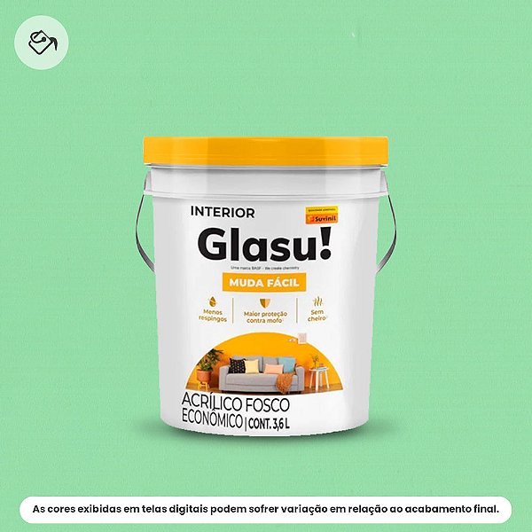 Tinta Acrílica Econômica Fosca Balde 3,6 L Muda Fácil Verde Piscina Glasu Suvinil