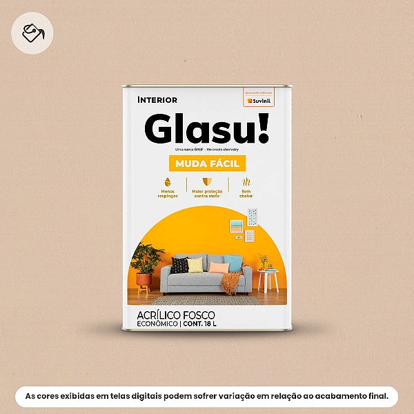 Tinta Acrílica Econômica Fosca 18 L Muda Fácil Areia Glasu Suvinil