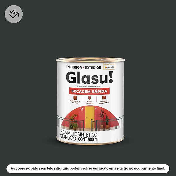 Tinta Esmalte Sintético Standard Brilhante 0,9 L Secagem Rápida Preto Glasu Suvinil