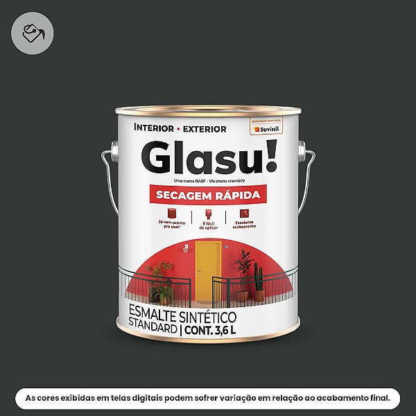 Tinta Esmalte Sintético Standard Brilhante 3,6 L Secagem Rápida Preto Glasu Suvinil