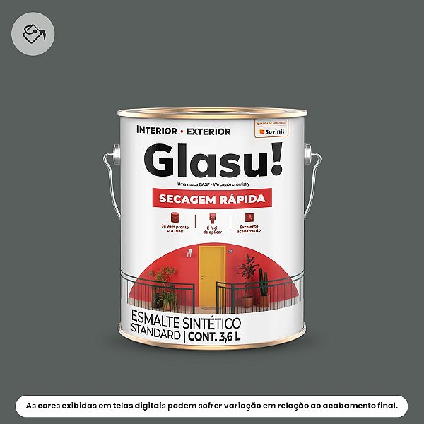 Tinta Esmalte Sintético Standard Brilhante 3,6 L Secagem Rápida Cinza Escuro Glasu Suvinil