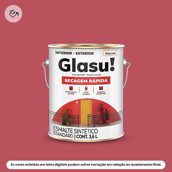 Tinta Esmalte Sintético Standard Brilhante 3,6 L Secagem Rápida Vermelho Glasu Suvinil