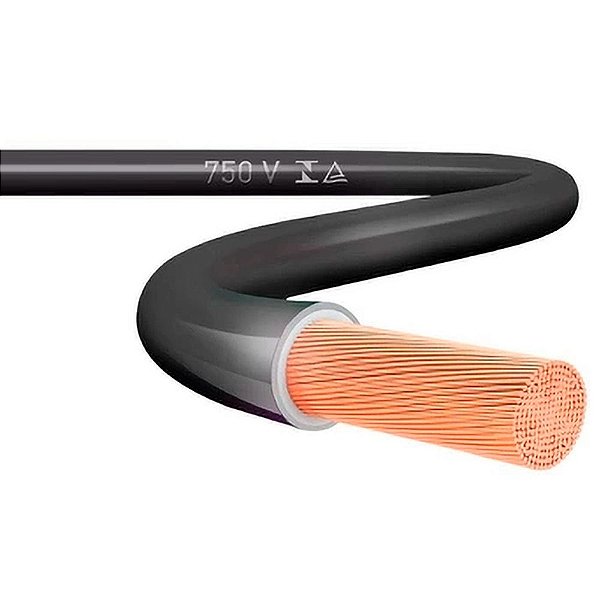Cabo Elétrico 4 Mm Preto Peça Com 25 Metros Top Cables