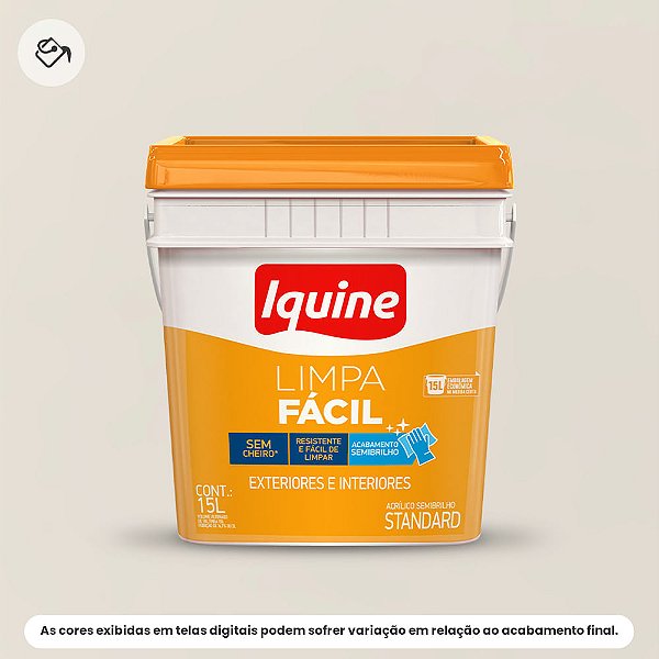 Tinta Acrílica Standard Semibrilho Retangular 15l Limpa Fácil 003 Branco Gelo Iquine