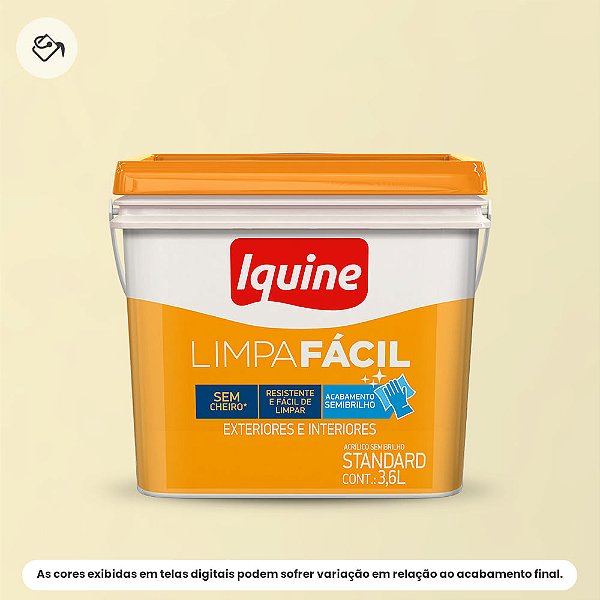 Tinta Acrílica Standard Semibrilho Retangular 3,6l Limpa Fácil 019 Pérola Iquine