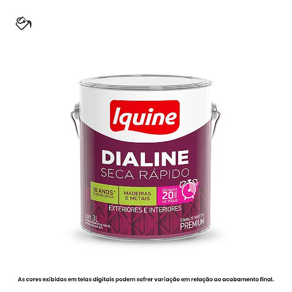 Tinta Esmalte Sintético Premium Alto Brilho 3 L Dialine Seca Rápido 002 Branco Neve Iquine