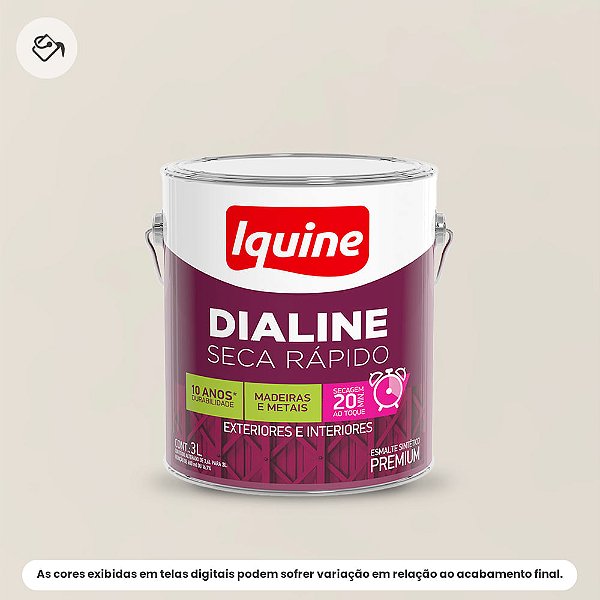 Tinta Esmalte Sintético Premium Alto Brilho 3 L Dialine Seca Rápido 003 Branco Gelo Iquine