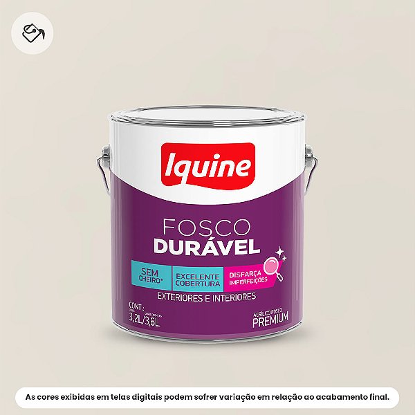 Tinta Acrílica Premium Fosco Aveludado 3,6l Fosco Durável 003 Branco Gelo Iquine