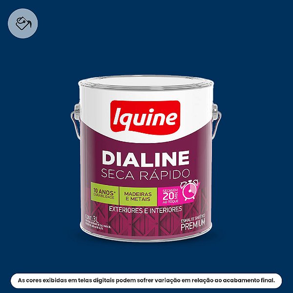 Tinta Esmalte Sintético Premium Alto Brilho 3 L Dialine Seca Rápido 048 Azul Del Rei Iquine