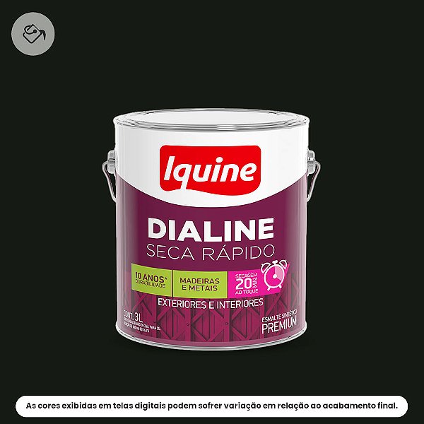 Tinta Esmalte Sintético Premium Alto Brilho 3 L Dialine Seca Rápido 057 Preto Iquine
