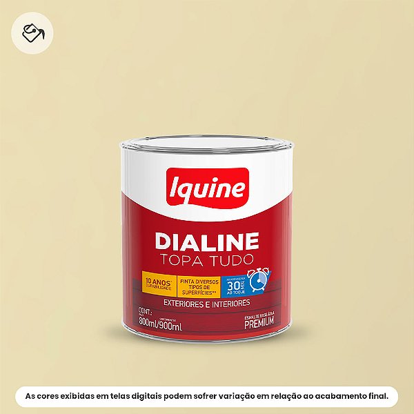 Tinta Esmalte A Base D'água Premium Alto Brilho 800 Ml Dialine Topa Tudo 020 Marfim Iquine