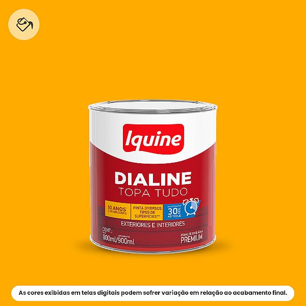 Tinta Esmalte A Base D'água Premium Alto Brilho 800 Ml Dialine Topa Tudo 065 Amarelo Iquine